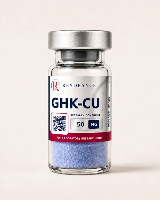 GHK-Cu 50mg — labelled lyophilised vial, product photograph